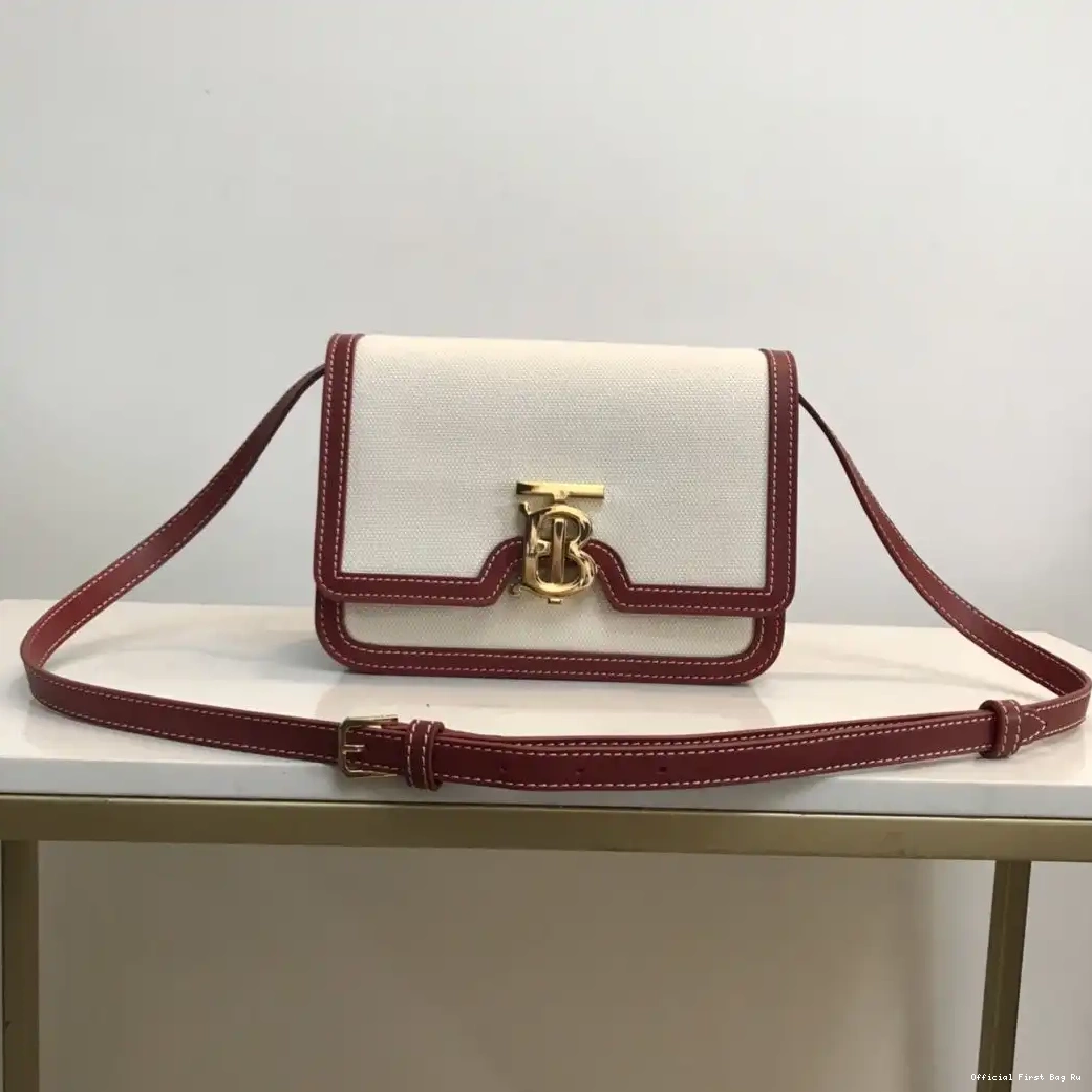 Official FirstBag Ru Two-tone BURBERRY and Bag Canvas TB Leather 0608